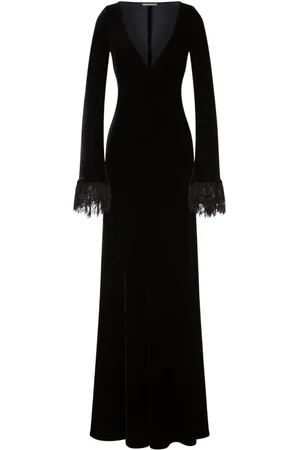 Alberta Ferretti Kjole, Dame, Sort, M, Sort Fløjl Kjole Aw23