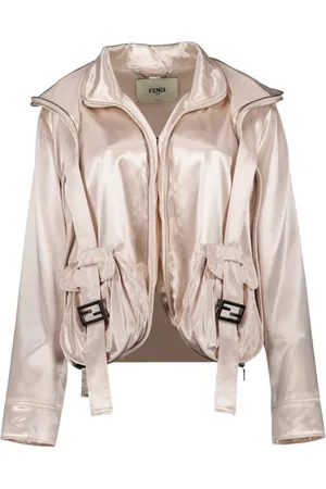 Fendi Jakke, Dame, , S, Satin, Satin Oversized Jakke med FF Spænde