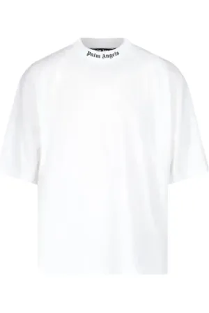 Palm Angels Top, Herre, Hvid, S, Bomuld, Logo Print Rund Hals T-shirt Hvid