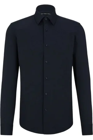 HUGO BOSS Skjorte, Herre, Sort, M, Uld, Stilfuld Skjorte til Mænd