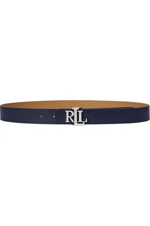 Ralph Lauren Tilbehør, Dame, Blå, M, Læder, Vendbart Læderbælte Navy/Camel