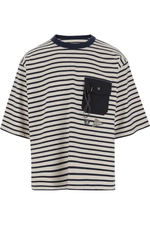 and wander Strik, Herre, Brun, S, Bomuld, Stribet Logo T-shirt med Snap Hook