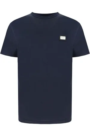 Dolce & Gabbana Top, Herre, Blå, M, Bomuld, Ikonisk Monogram Bomuld T-Shirt