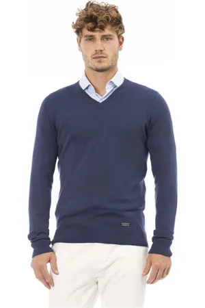 BALDININI Strik, Herre, Blå, 3XL, Tidløs V-hals Strik