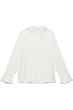 Maliparmi Bluser & Skjorter, Dame, Hvid, XL, Satin, Silk Satin Skjorte i Naturhvid