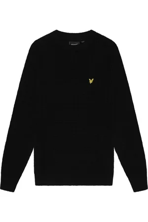 Lyle & Scott Strik, Herre, Sort, M, Strikvarer Vaffelstrik Trøje