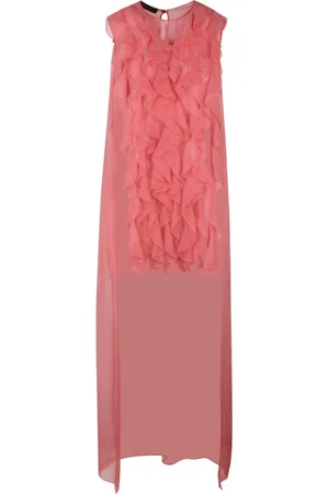 Alberta Ferretti Kjole, Dame, Lyserød, XS, Chiffon, Silke Chiffon Ruffles Sheer Bluse