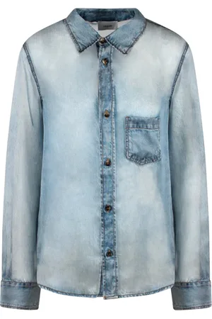 haikure Bluser & Skjorter, Dame, Blå, M, Denim, Denim Print Silkeskjorte