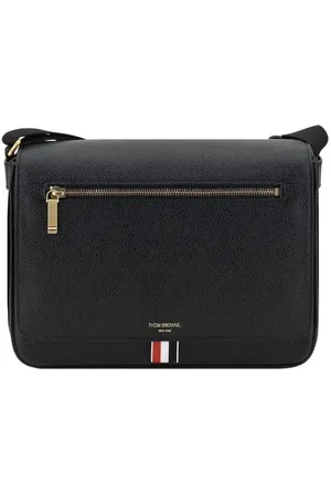 Thom Browne Taske, Herre, Sort, ONE SIZE, Uld, Læder skuldertaske med monogram