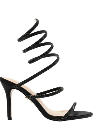 Twentyfour Sko, Dame, Sort, 39 EU, Sølv Spiral Højhælede Sandaler