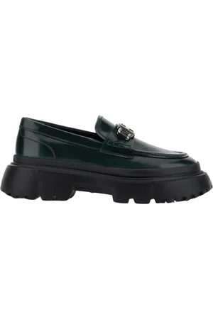 Hogan Sko, Dame, Grøn, 37 1/2 EU, Grønne Loafers Urban Militærstil