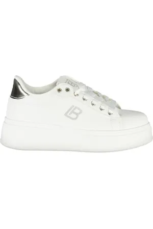 Laura Biagiotti Sko, Dame, Hvid, 37 EU, Uld, Skinnende Rhinestone Sneakers med Kilehæl