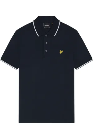 Lyle & Scott Top, Herre, Blå, XL, Bomuld, Polo Shirt med Kant