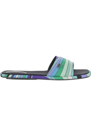 Emilio Pucci Sko, Dame, Blå, 41 EU, Læder, Silketwill sandaler med irisdesign