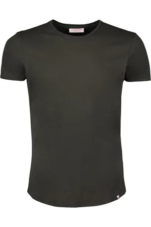 Orlebar Brown Top, Herre, Brun, L, Bomuld, Rund hals Kortærmet Bomuld Linned T-shirt