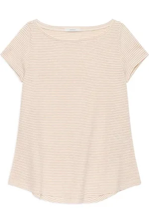 Maliparmi Top, Dame, Hvid, M, Bomuld, Stribet Jersey T-shirt i Hvid/Beige