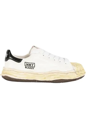 MIHARA YASUHIRO Sko, Herre, Hvid, 44 EU, Læder, Metallic læder sneakers med rund sål