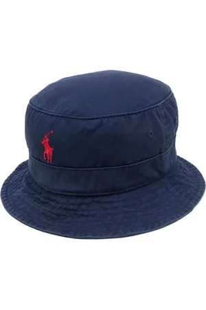 Ralph Lauren Tilbehør, Herre, Blå, L, Bomuld, Blå Bucket Hat med Polo Bear