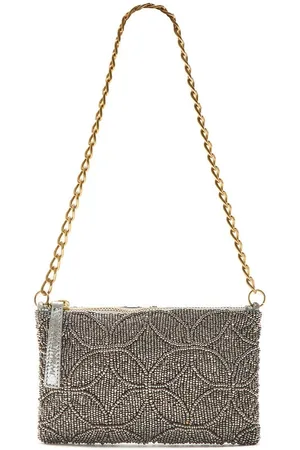 Maliparmi Taske, Dame, Grå, ONE SIZE, Uld, Perlebroderi Clutch med Strop