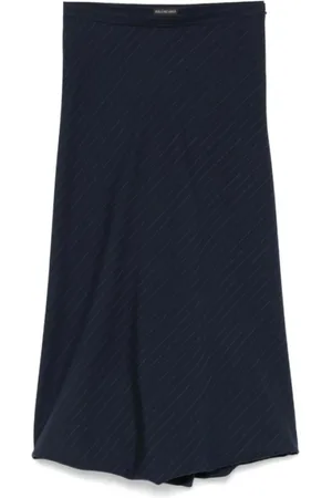 Balenciaga Nederdel, Dame, Blå, S, Stribet Midi Nederdel med Sidelukning