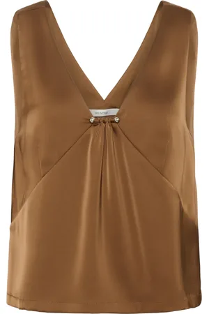 Gestuz Top, Dame, Brun, XL, Uld, Elegant Top med Bred Stropper
