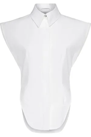 Sportmax Bluser & Skjorter, Dame, Hvid, XS, Bomuld, Hvid ærmeløs skjorte med knaplukning