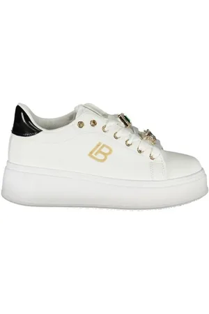 Laura Biagiotti Sko, Dame, Hvid, 37 EU, Sneaker med aftagelige rhinsten og kilehæl