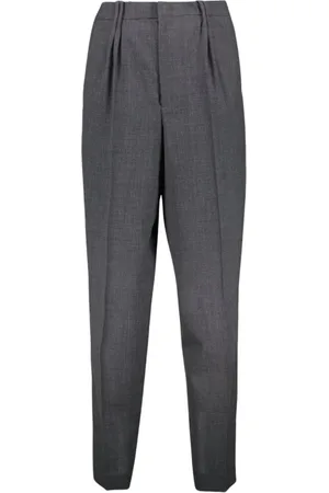 Dior Bukser, Herre, Grå, M, Uld, Slim Fit Uldbukser med Plisser