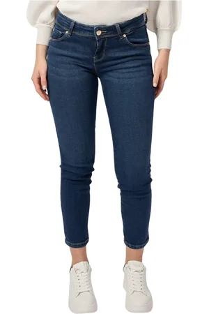 Gaudi Jeans, Dame, Blå, W30, Bomuld, Blå Skinny Cropped Jeans med Logo