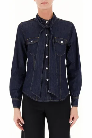 Liu Jo Skjorte, Dame, Blå, XS, Denim, Denim skjorte med sløjfe