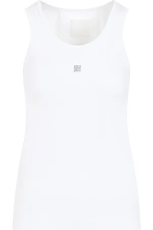 Givenchy Top, Dame, Hvid, M, Bomuld, Hvid Ribbet Tank Top