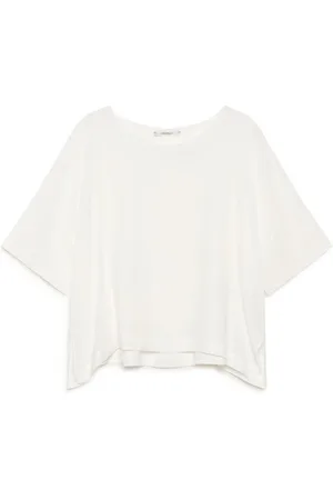 Maliparmi Bluser & Skjorter, Dame, Hvid, S, Silke Crepe Skjorte i Naturhvid