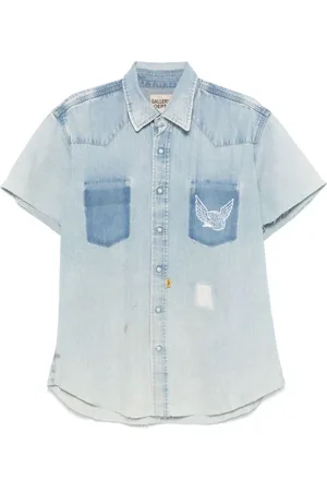 GALLERY DEPT. Skjorte, Herre, Blå, XL, Denim, Graphic Print Denim Skjorte