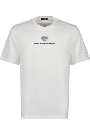 VERSACE Top, Herre, Hvid, S, Bomuld, Hvid Rund Hals T-shirt