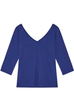 Maliparmi Top, Dame, Blå, XL, Uld, Jersey T-shirt i dybblå