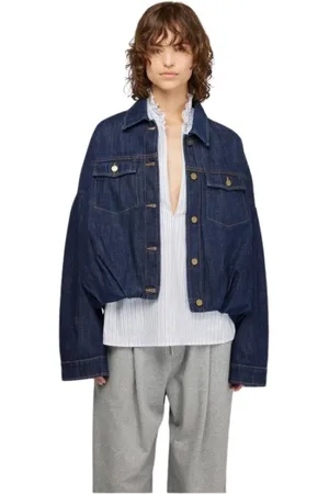 SEMICOUTURE Jakke, Dame, Blå, S, Denim, Mørkeblå Denim Bomberjakke