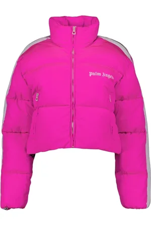 Palm Angels Jakke, Dame, Lyserød, S, Uld, Kort Track Jakke med Lynlås