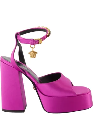 VERSACE Sko, Dame, Lyserød, 36 EU, Platform Medusa Sandaler med Krystaller