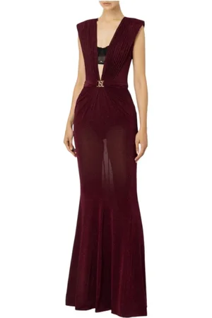 Elisabetta Franchi Kjole, Dame, Brun, XL, Elegant Kjole Abito