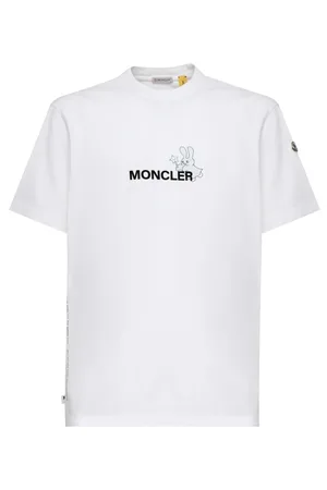 Moncler Top, Herre, Hvid, M, Bomuld, Hvid Bomuld Jersey Crew Neck T-shirt