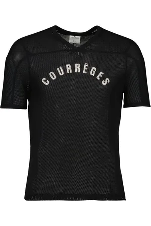 Courrèges Top, Herre, Sort, S, Mesh Baseball T-shirt Logo Print