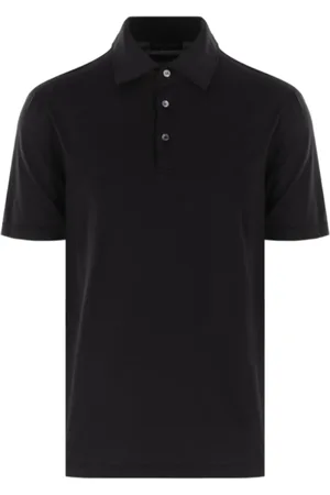 Roberto Collina Top, Herre, Sort, S, Bomuld, Sort Bomuld Polo Skjorter Kortærmet