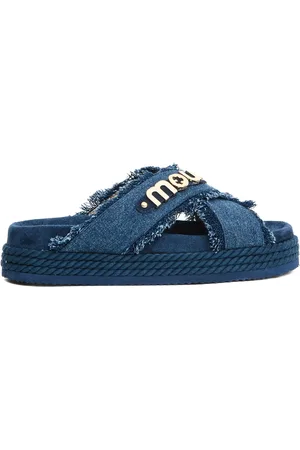 Mou Sko, Dame, Blå, 35 EU, Uld, Denim Cross Sandaler Stilfuld Behagelig Chic