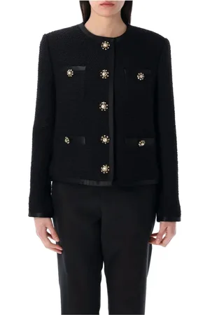 Dolce & Gabbana Jakke, Dame, Sort, M, Tweed, Sort Bouclé Tweed Jakke