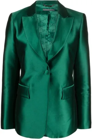 Alberta Ferretti Jakke, Dame, Grøn, M, Satin, Grøn Satin Metallic Skjorter Aw23