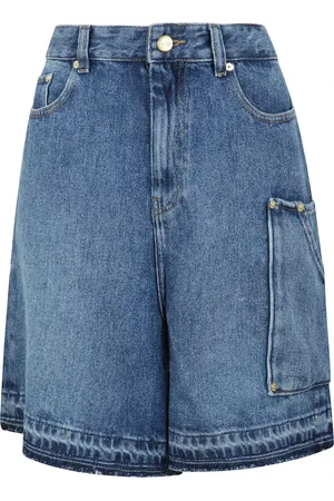 Ganni Shorts, Dame, Blå, W27, Denim, Denim Cargo Shorts med lynlåslukning
