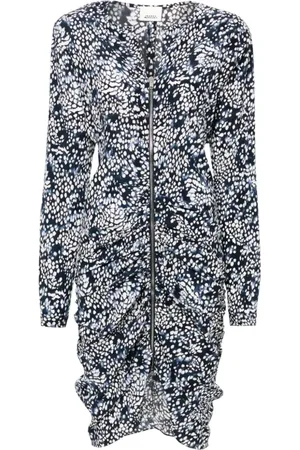 Isabel Marant Kjole, Dame, Flerfarvet, XS, Uld, Midnight Blue Abstrakt Mønstret Silkekjole