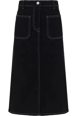 Courrèges Nederdel, Dame, Sort, W26, Denim, Denim Nederdel med Frontknaplukning