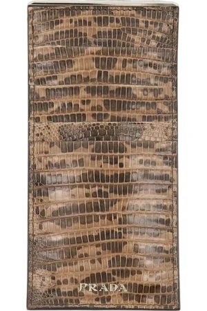 Prada Tilbehør, Herre, Brun, ONE SIZE, Læder, Vintage Kortholder Python Effekt