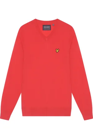Lyle & Scott Strik, Herre, Rød, 2XL, Uld, Golf V-hals Pullover